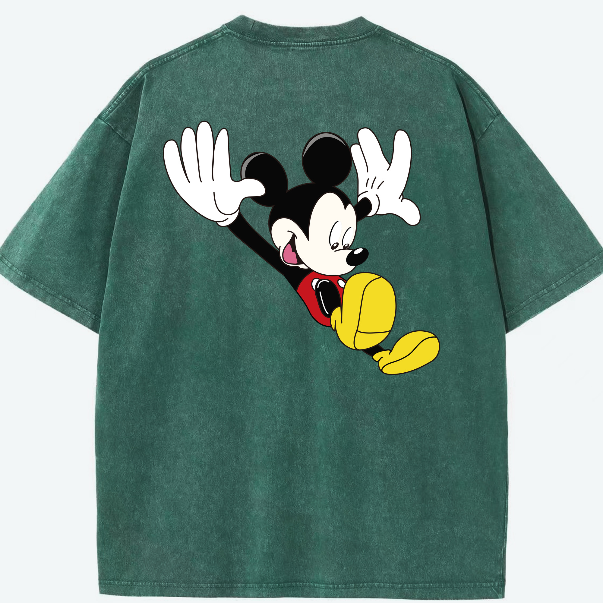 （画像用） ミッキーマウス Mickey Mouse 綿100% ヴィンテージ風 半袖Tシャツ（背面プリント）